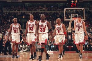 1990s Chicago Pulls Team Members including Michael Jordan and Scottie Pippen.