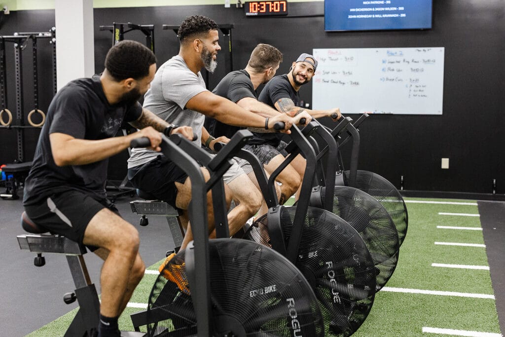 Group fitness training session at Oak and Iron Fitness Cary with members working out together